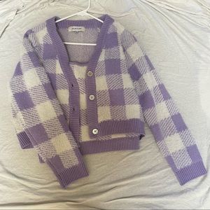 Two piece cropped tank and cardigan set